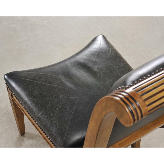 Set of Six Michael Taylor Regency Style Leather Dining Chairs For Sale - Image 9 of 18