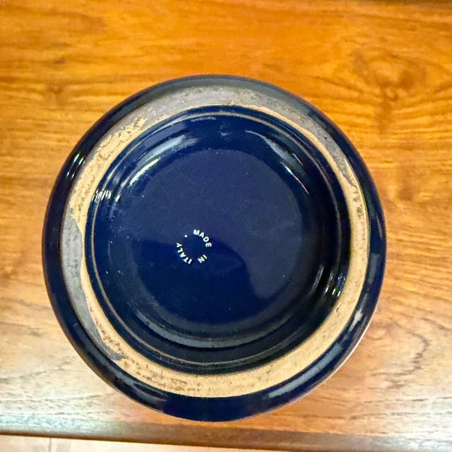 Blue Vintage Italian Cobalt Blue and Gold Ceramic Vase For Sale - Image 8 of 9