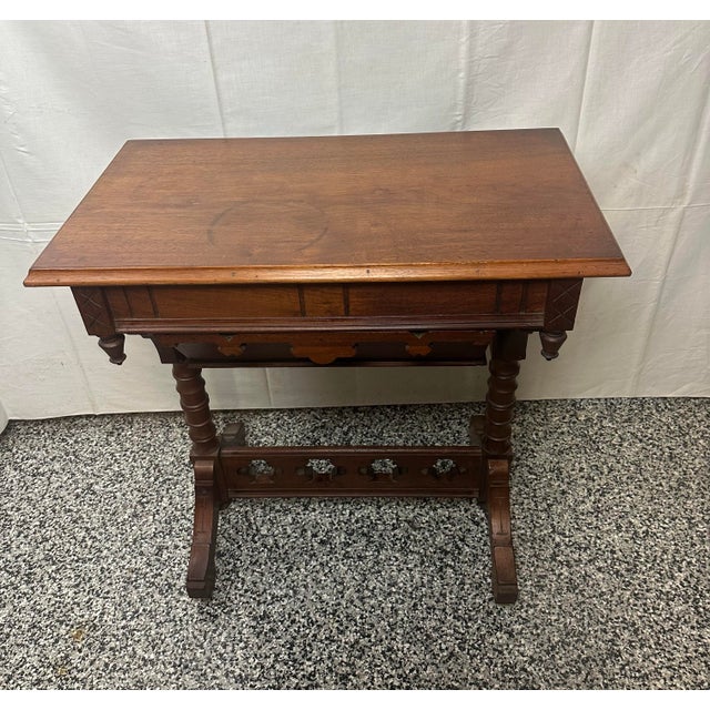 Victorian Eastlake Sewing Table 1870’s For Sale - Image 4 of 11