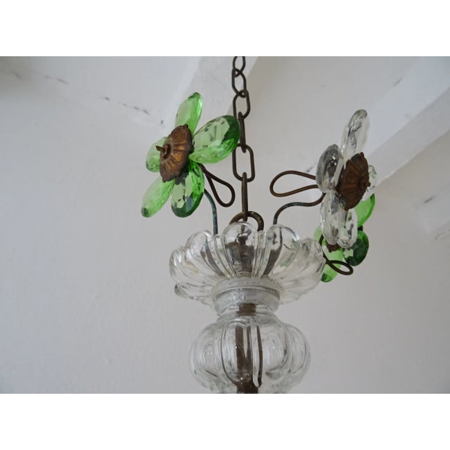 French French Green Flower Ball Crystal Prisms Maison Baguès Style Chandelier, 1920s For Sale - Image 3 of 11