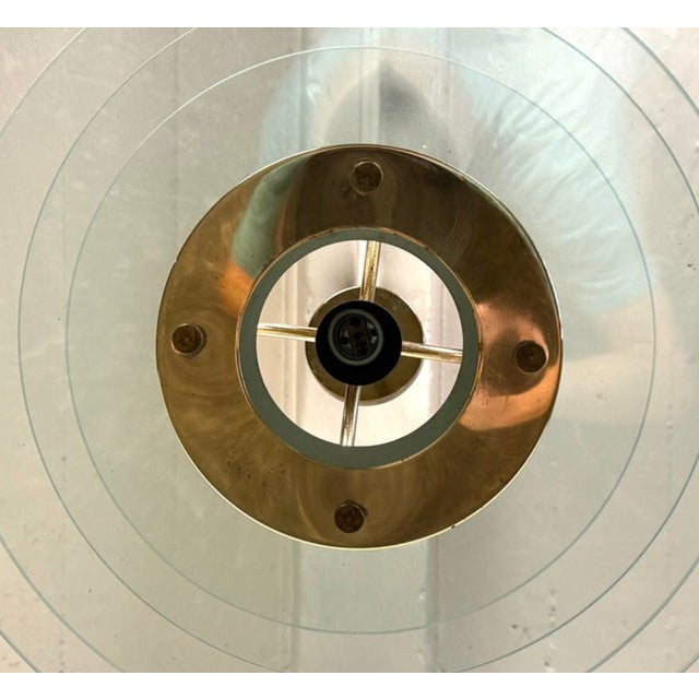 1980s Modern Brass & Glass Saucer Style Pendant For Sale In New York - Image 6 of 6