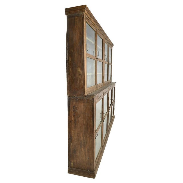 Large Patinated Solid Wood Bookcase For Sale - Image 5 of 9