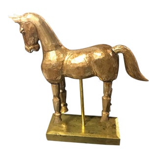 Vintage Reticulated Golden Wooden Horse For Sale