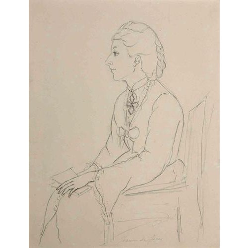 Portrait of Woman is an original pencil drawing on paper realized by Jeanne de Jesse in the early 20th Century. Good...