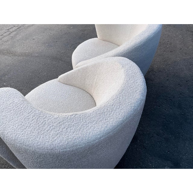 Vintage Vladimir Kagan Nautilus Swivel Lounge Chairs Boucle Fabric - Pair For Sale - Image 16 of 16