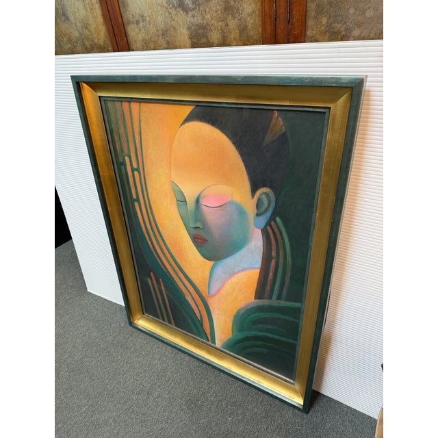 Art Nouveau Circa 2018 Richard Stodart "Earth Ii" Original Painting, Framed For Sale - Image 3 of 12
