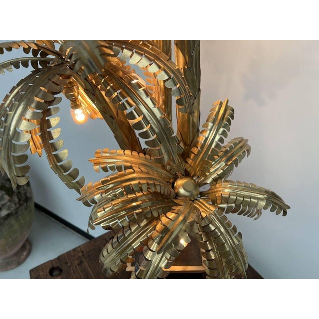 Four-Headed Brass Palm Tree Table Lamp, 010s For Sale - Image 12 of 18