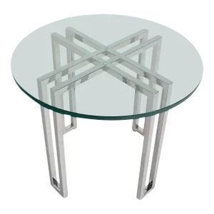Mid Century Modern Round Chrome Base Glass Top Side End Center Lamp Table Stand