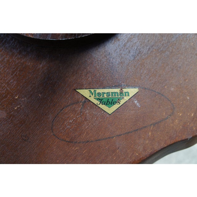 Mersman Mid Century Mahogany Scalloped Fluted Pie Crust Pedestal Stand Table For Sale - Image 10 of 10