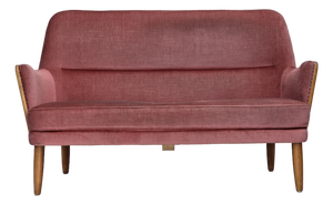Swedish 2-Seater Sofa in Pink Velour and Beech, 1970s