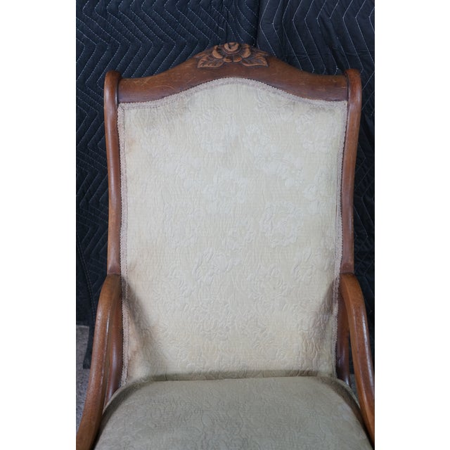 Antique American Victorian Rose Carved Walnut Lincoln Rocking Chair Rocker For Sale - Image 10 of 18