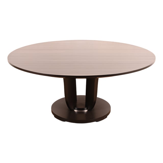 Barbara Barry for Baker Furniture Modern Art Deco Mahogany Pedestal Dining Table, Newly Refinished For Sale