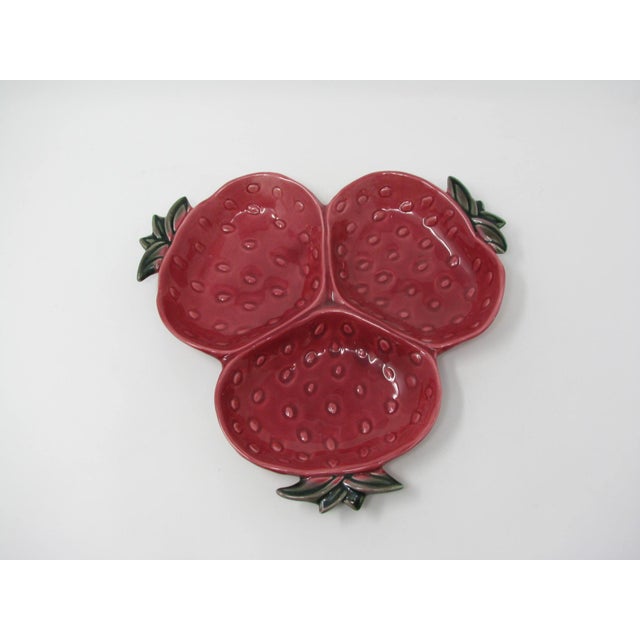 Vintage Cemar California Pottery Strawberry Tri Serving Dish 750 For Sale - Image 10 of 11