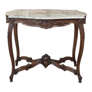 Antique French Louis XV Marble Top Center Table For Sale