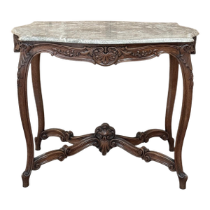 Antique French Louis XV Marble Top Center Table