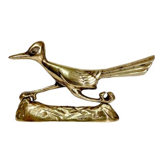 1960s Mid-Century Boho Chic Southwest Brass Roadrunner Figural Sculpture For Sale