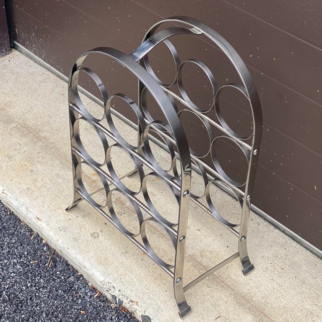 Mid-Century Modern Chrome Nine Bottle Tabletop Wine Rack For Sale - Image 4 of 13