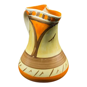 1930s Art Deco Vintage Pinch Neck Jug, English, Hand Painted, Ceramic, Pourer
