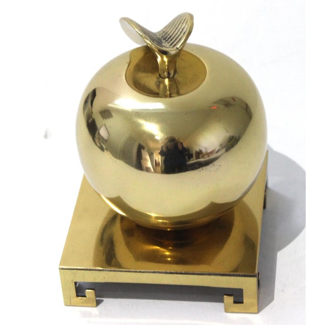 Figurative Brass Apple Paper Weight on a Brass Platform For Sale - Image 3 of 9