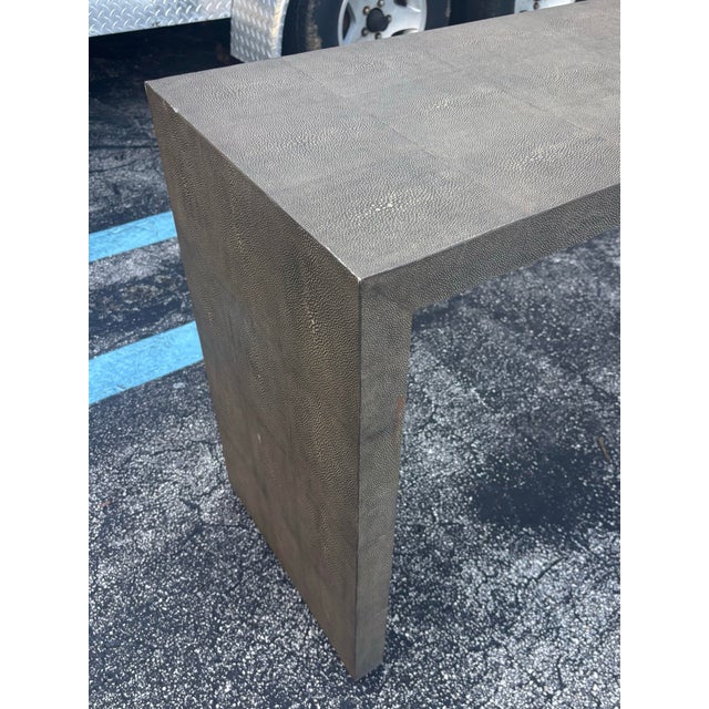 Modern 1980s Vintage Modern Faux Shagreen Console Table - Karl Springer Style For Sale - Image 3 of 8