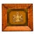 Vintage Framed English Brass Royal Coat of Arms in Burlwood Frame With Green Velvet Mat For Sale