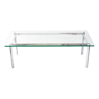 Industrial Minimal Glass Table For Sale