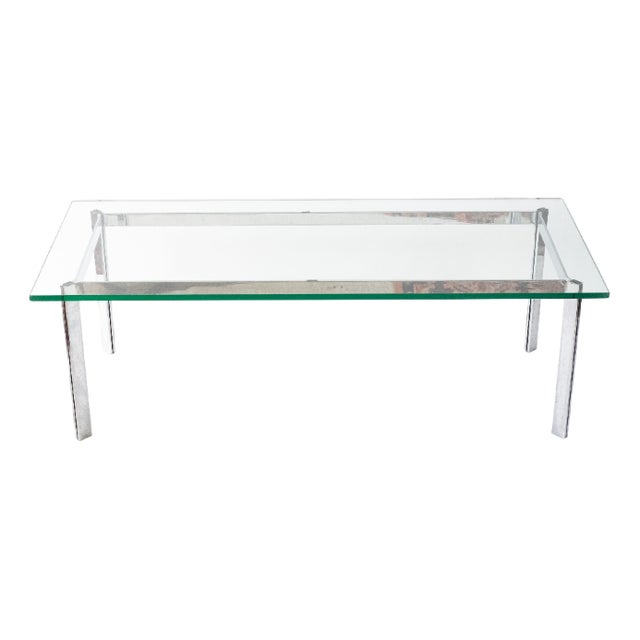 Industrial Minimal Glass Table For Sale