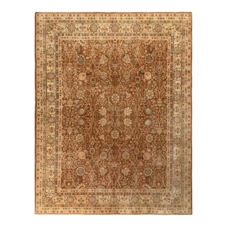 Hand-Knotted Antique Samarkand Rug in an All Over Brown, Beige, Black Floral Pattern For Sale