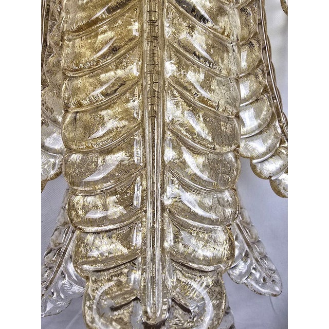 1980s Pair of Gold Leaves Murano Glass Sconces, Italy For Sale - Image 9 of 10