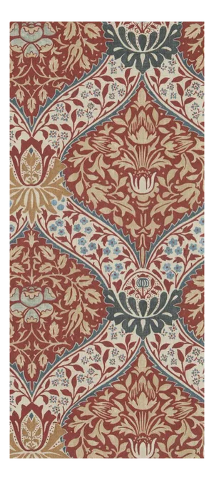 Morris & Co. Norbury Wallpaper in Slate/Madder- a sample
