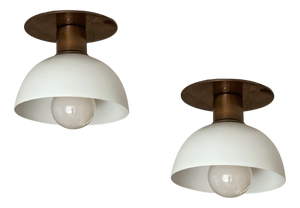 Kitchen Spotlights with White Shades and Brass Fittings, Set of 2