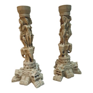 Vintage Neoclassical Mythological Candlesticks - a Pair For Sale