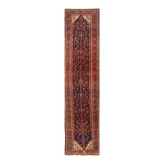Navy Blue Persian Antique Bidjar Runner 4' X 17'' For Sale