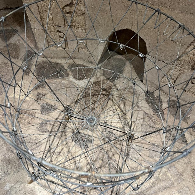 Antique Wire Laundry Basket Wheeled Collapsible For Sale In San Diego - Image 6 of 12