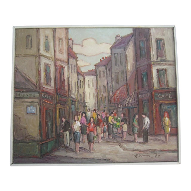 French Cityscape Painting, Signed A. Wein 77 For Sale