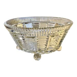 Vintage Oval Pressed Glass Footed Bowl