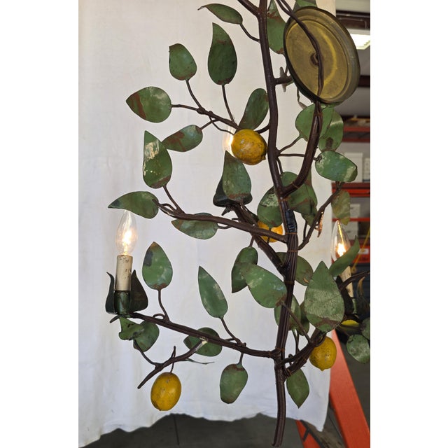 Vintage Italian Tole Citrus Wall Sconce For Sale - Image 9 of 15