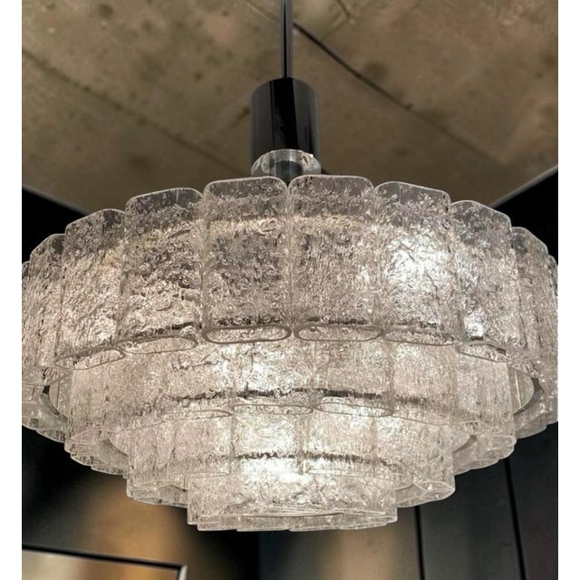 Iceglass Chandelier from Doria Leuchten, 1950s, in Very Good conditions. Designed 1950 to 1959 This piece has an...