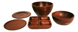Mid-Century Teak Dinnerware Set, 1960s, Set of 5