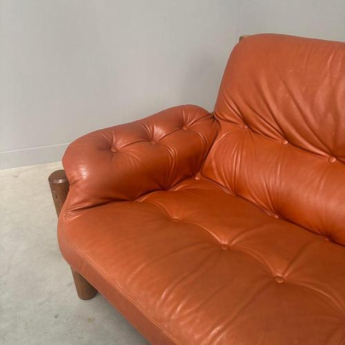 Brutalist Brazilian Leather Lounge Sofa, Germany, 1960s For Sale - Image 13 of 15