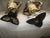 Vintage Italy Dolphin Base & Double Snake Handle Gold & Grey Vases- a Pair For Sale - Image 9 of 13