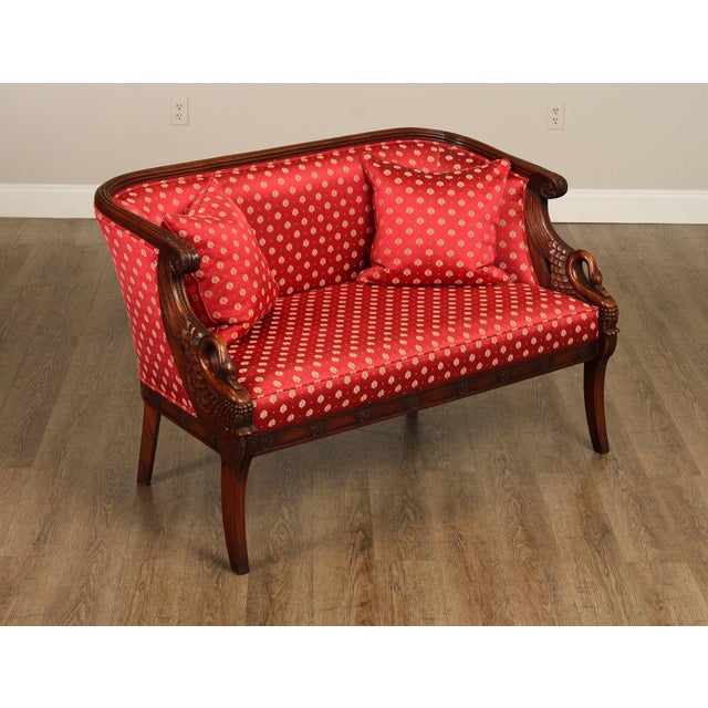 Wood French Empire Pair of Swan Carved Mahogany Sofas For Sale - Image 7 of 12