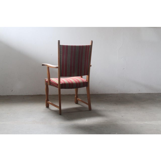 Danish Brutalist Oak Armchair in the style of Henning Kjærnulf, 1960s For Sale - Image 10 of 13