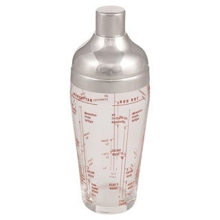 American Glass and Silver-Plated Recipe Cocktail Shaker, 1950s For Sale