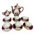 Early 20th C French Porcelain Red White Coffee Tea Set – 16pcs For Sale