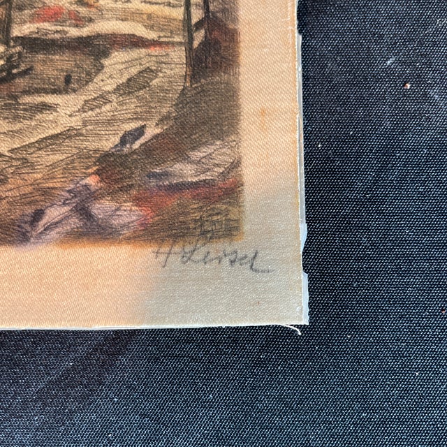 Textile 1950s Two Austrian Etching on Silk, Hans Leisch Artist Signed, Cast Iron Gate of the Hofburg Square, Vienna Austria For Sale - Image 7 of 8