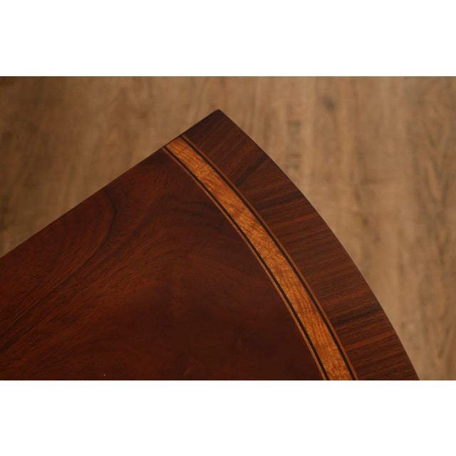 Wood Custom Mahogany Inlaid Demilune Console Table For Sale - Image 7 of 18