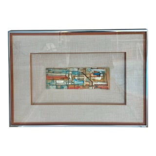 Vintage Framed Abstract Tile Framed “Bridge and Skyline “ For Sale