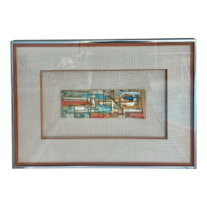 Vintage Framed Abstract Tile Framed “Bridge and Skyline “