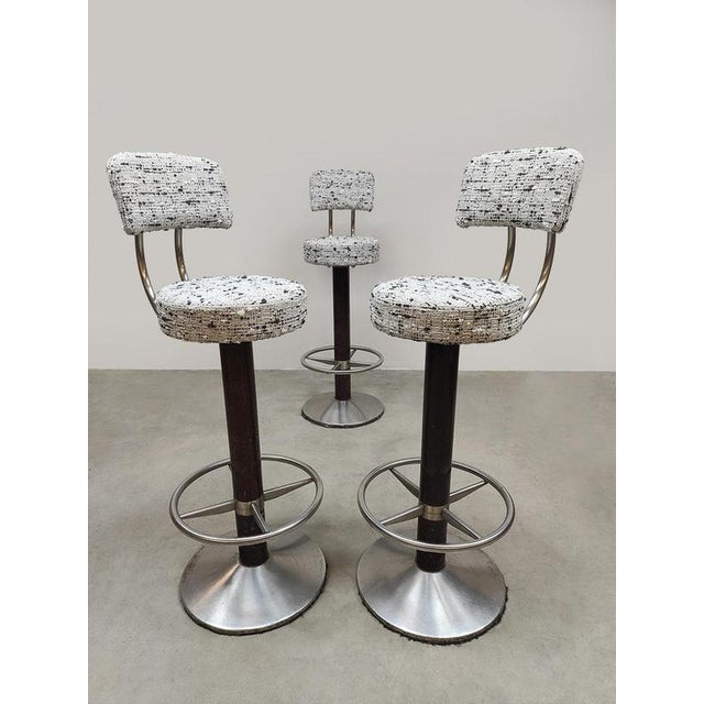 Italian Bar Stools in Bouclé from Pedrali, 1970s, Set of 3 For Sale - Image 3 of 8
